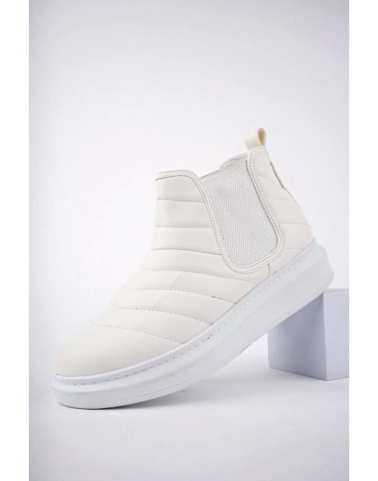 Slw205 Boston Bağcıksız Cilt Erkek Spor Bt - Beyaz Erkek Bot