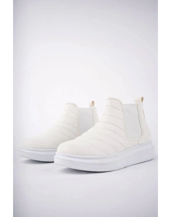 Slw205 Boston Bağcıksız Cilt Erkek Spor Bt - Beyaz Erkek Bot