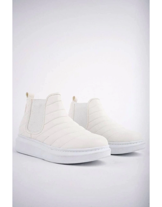 Slw205 Boston Bağcıksız Cilt Erkek Spor Bt - Beyaz Erkek Bot