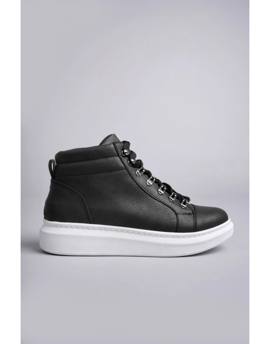 SLW206 Ottawa Bağcıklı Cilt Erkek Günlük Spor Bot BT - Siyah