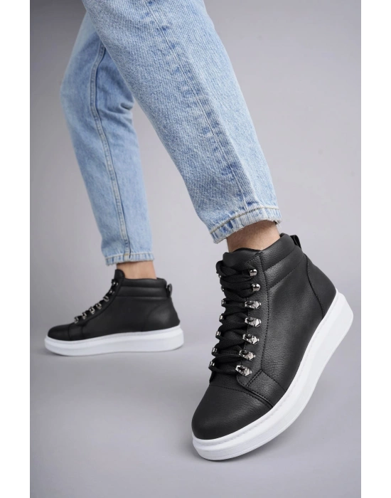 SLW206 Ottawa Bağcıklı Cilt Erkek Günlük Spor Bot BT - Siyah