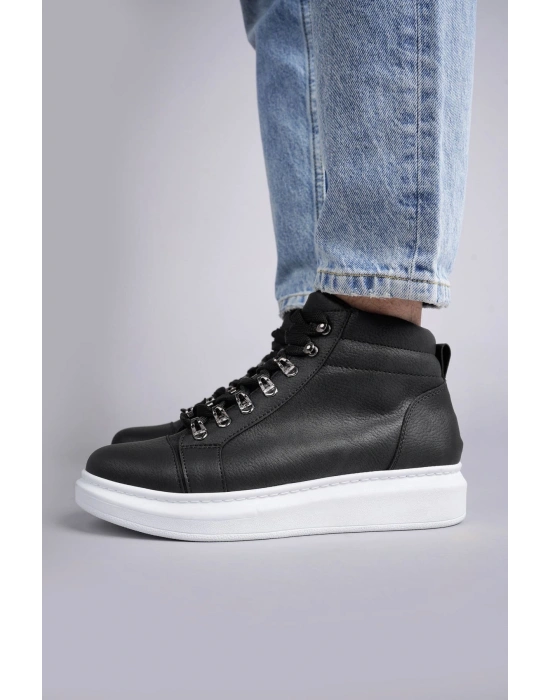 SLW206 Ottawa Bağcıklı Cilt Erkek Günlük Spor Bot BT - Siyah