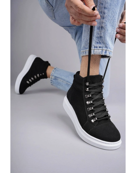 SLW206 Ottawa Bağcıklı Süet Erkek Günlük Spor Bot BT - Siyah