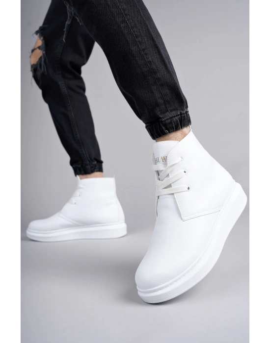 Slw207 Oslo Bağcıklı Cilt Erkek Günlük Spor Bt - Beyaz Erkek Bot