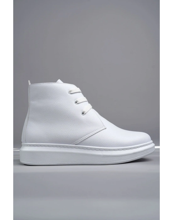 SLW207 Oslo Bağcıklı Cilt Erkek Günlük Spor Bot BT - Beyaz