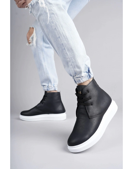 Slw207 Oslo Bağcıklı Cilt Erkek Günlük Spor Bt - Siyah Erkek Bot