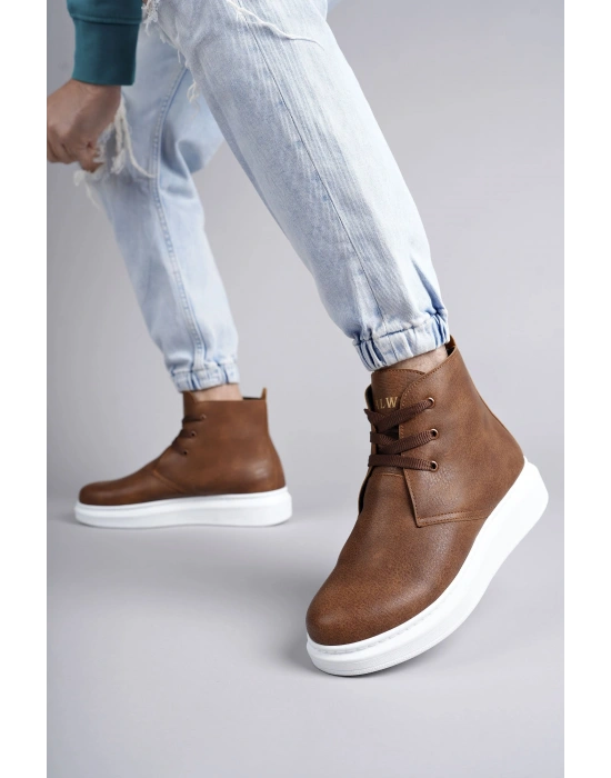 SLW207 Oslo Bağcıklı Cilt Erkek Günlük Spor Bot BT - Taba