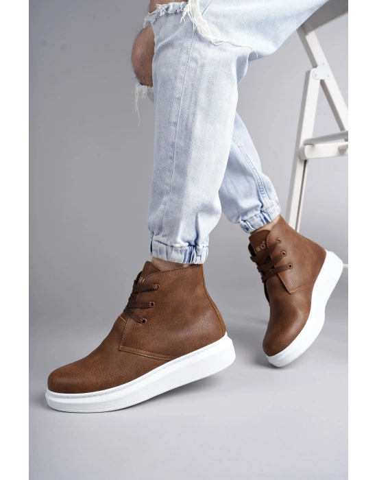 SLW207 Oslo Bağcıklı Cilt Erkek Günlük Spor Bot BT - Taba