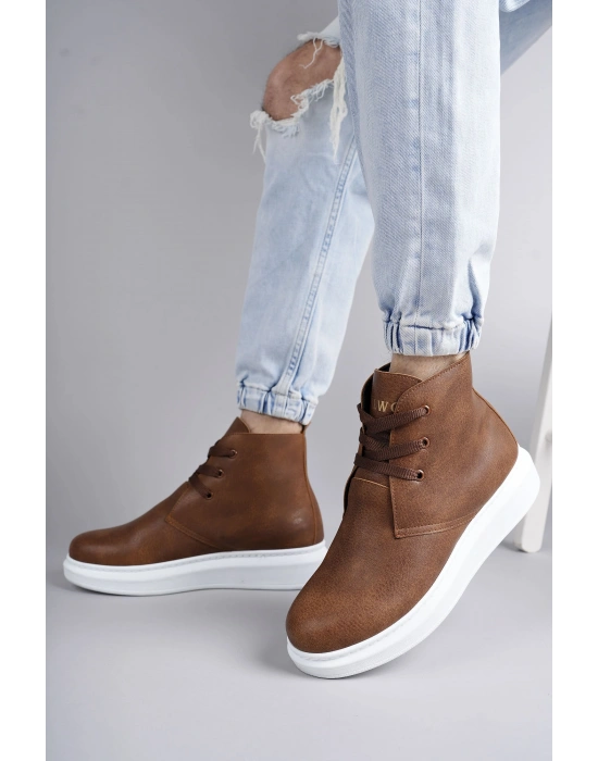 SLW207 Oslo Bağcıklı Cilt Erkek Günlük Spor Bot BT - Taba