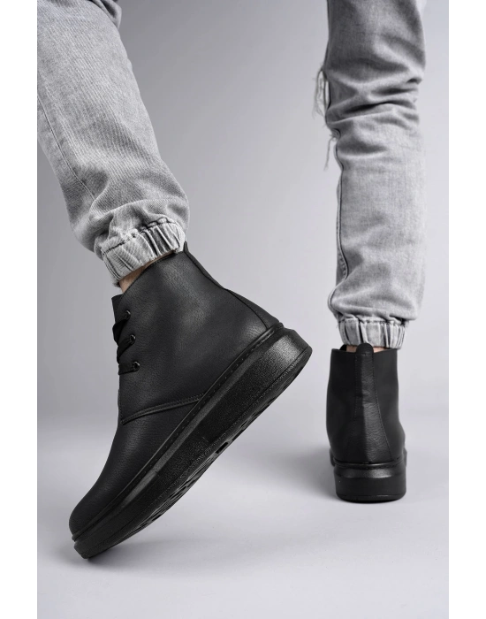 Slw207 Oslo Bağcıklı Cilt Erkek Günlük Spor St - Siyah Erkek Bot