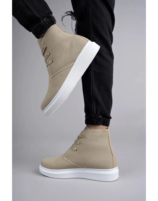 SLW207 Oslo Bağcıklı Süet Erkek Günlük Spor Bot BT - Krem