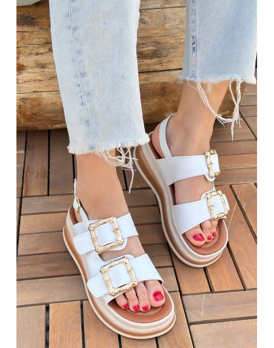 Stan Beyaz Cilt Kadın Sandalet