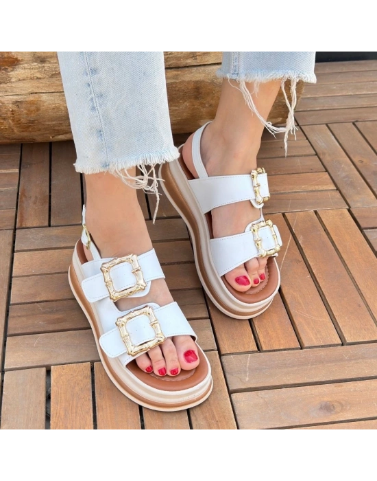 Stan Beyaz Cilt Kadın Sandalet