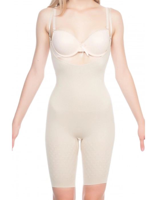 TEN MI Emay 2038 Popo ve Göğsü Açık Paçalı Boy Korse