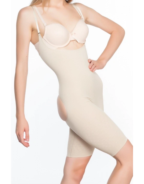 TEN MI Emay 2038 Popo ve Göğsü Açık Paçalı Boy Korse