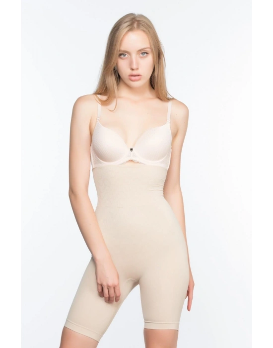 TEN MI Emay 2074 Yüksek Bel Desenli Double Uzun Paça Korse