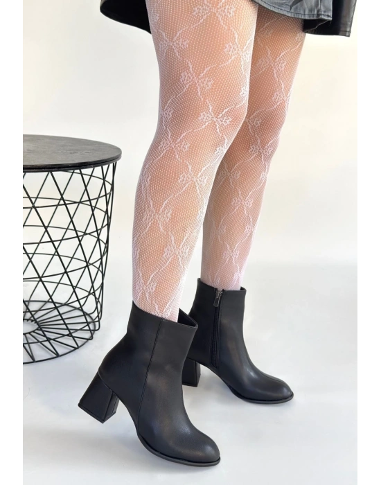 Tendy Siyah Cilt Topuklu Bot