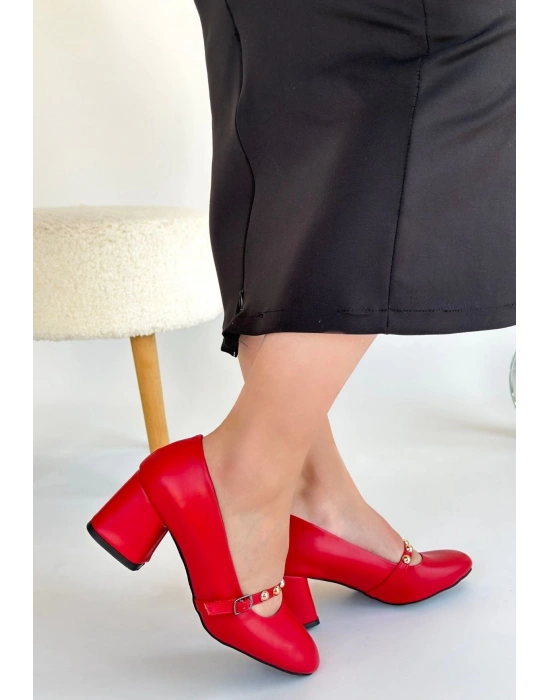 Tino Kırmızı Cilt Kadın Topuklu Ayakkabı