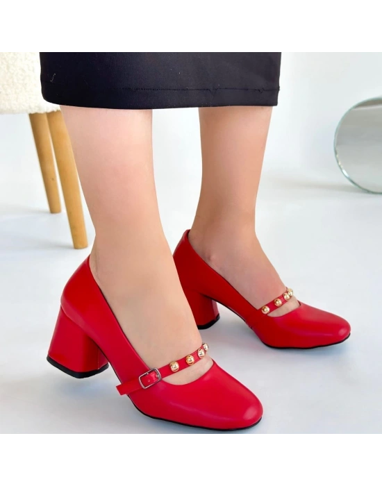 Tino Kırmızı Cilt Kadın Topuklu Ayakkabı