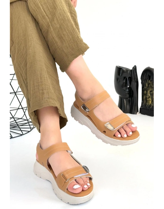 Trita Nude Cilt Cırt Cırtlı Kadın Sandalet