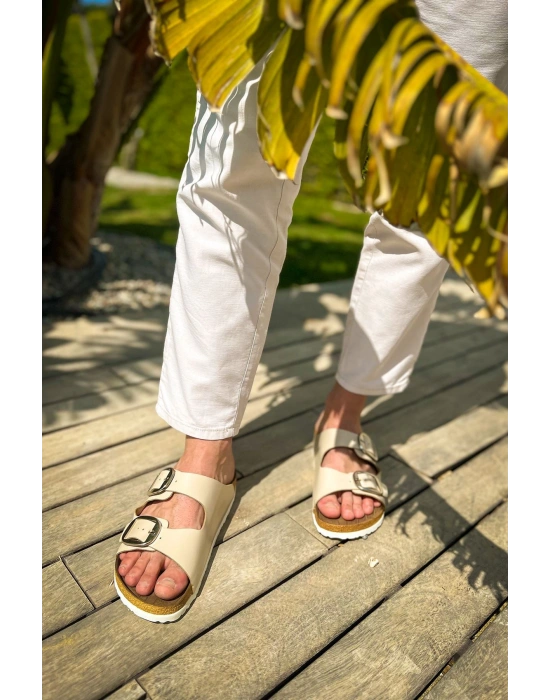 TRL001 - Chekich Deri Terlik BEJ