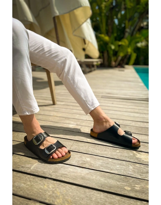 TRL001 - Chekich Deri Terlik SIYAH