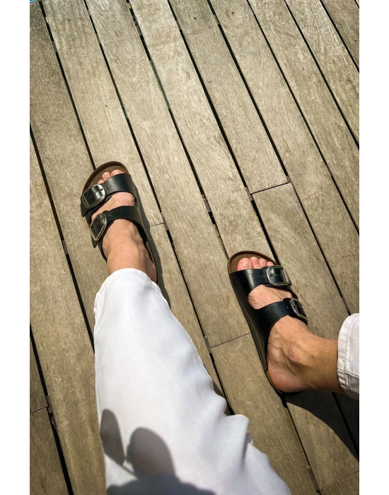 TRL001 - Chekich Deri Terlik SIYAH