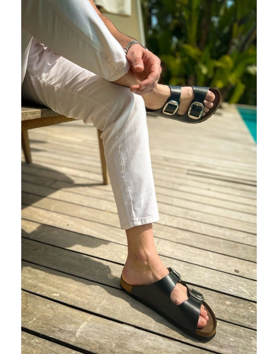 TRL001 - Chekich Deri Terlik SIYAH