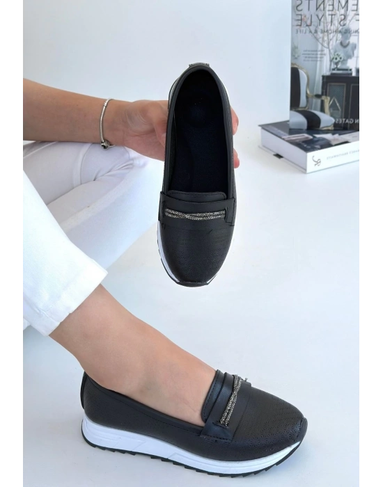 Troy Siyah Cilt Ayakkabı Kadın Babet