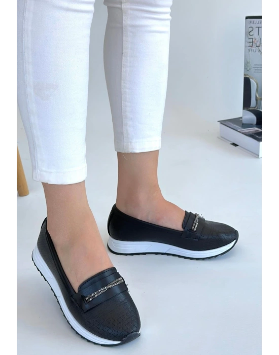 Troy Siyah Cilt Ayakkabı Kadın Babet