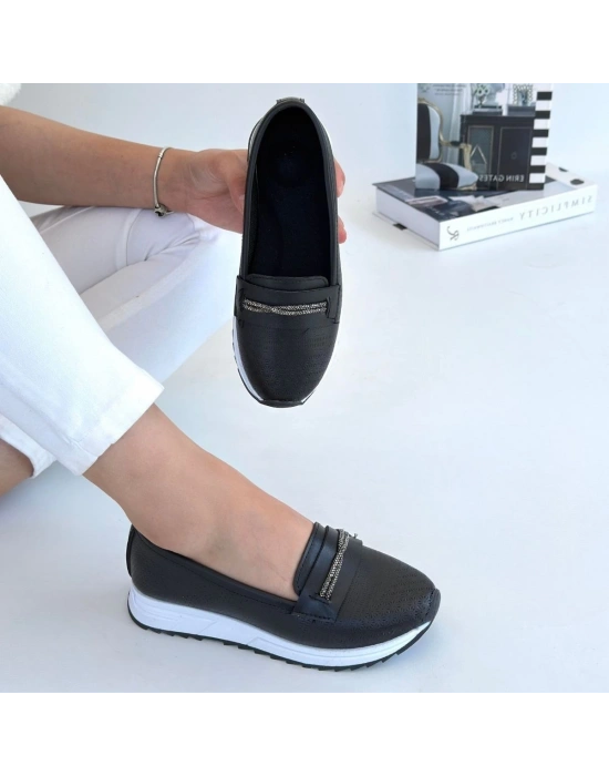 Troy Siyah Cilt Ayakkabı Kadın Babet