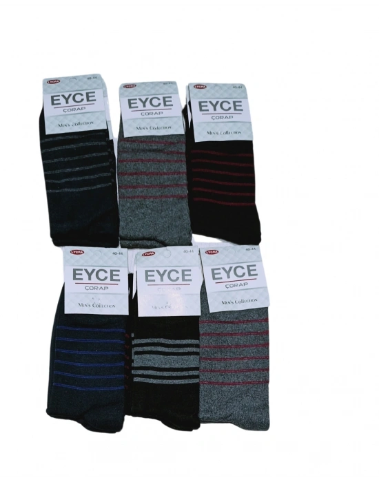 Ucuz Erkek Çorabı Çember Desenli Asorti 12 Adet