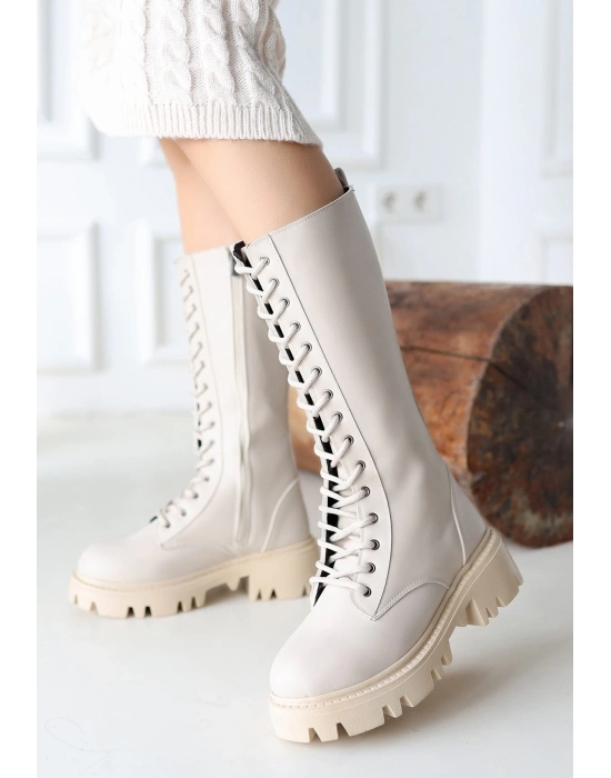 Uliza Bej Cilt Bağcıklı Kadın Çizme