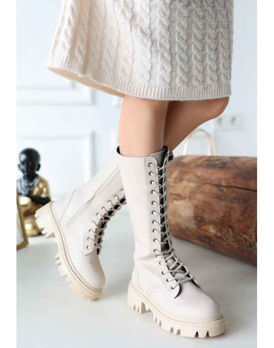 Uliza Bej Cilt Bağcıklı Kadın Çizme