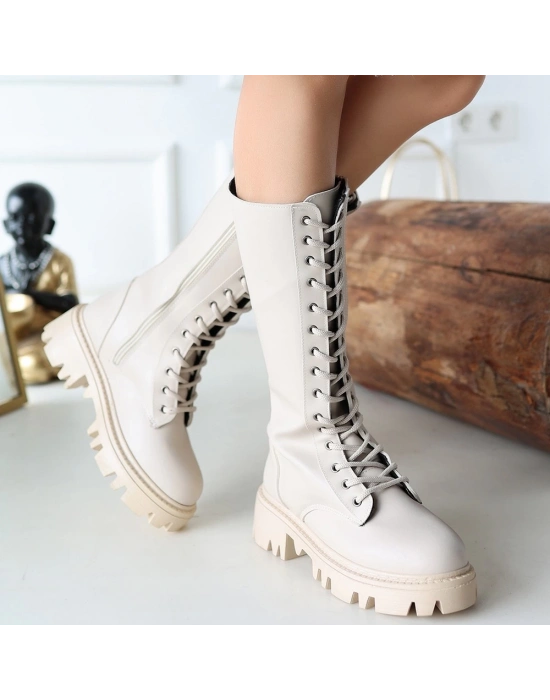 Uliza Bej Cilt Bağcıklı Kadın Çizme