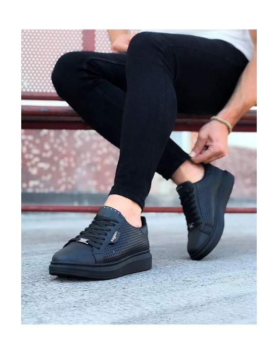 Wagoon Wg01 Kömür Delikli Erkek Yüksek Taban Ayakkabı Erkek Günlük Ayakkabı