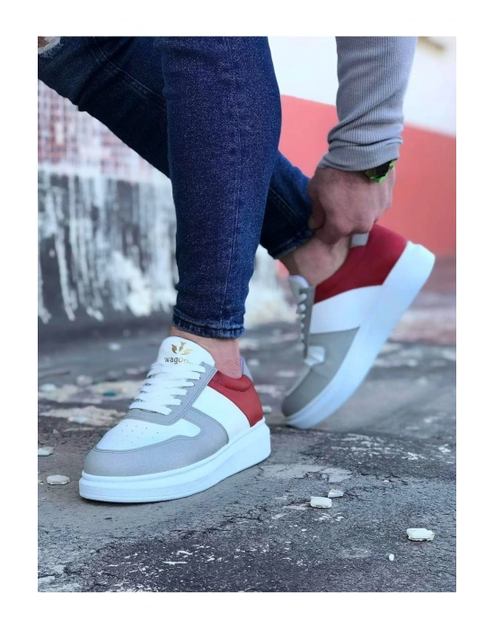 Wagoon Wg011 Beyaz Kırmızı Erkek Casual Ayakkabı Erkek Günlük Ayakkabı