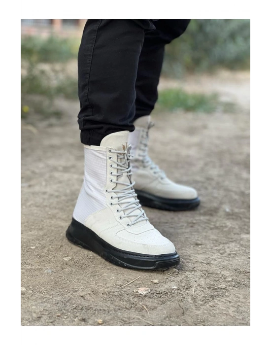 Wagoon Wg012 Gri Kömür Süet Uzun Bağcıklı Erkek Bot