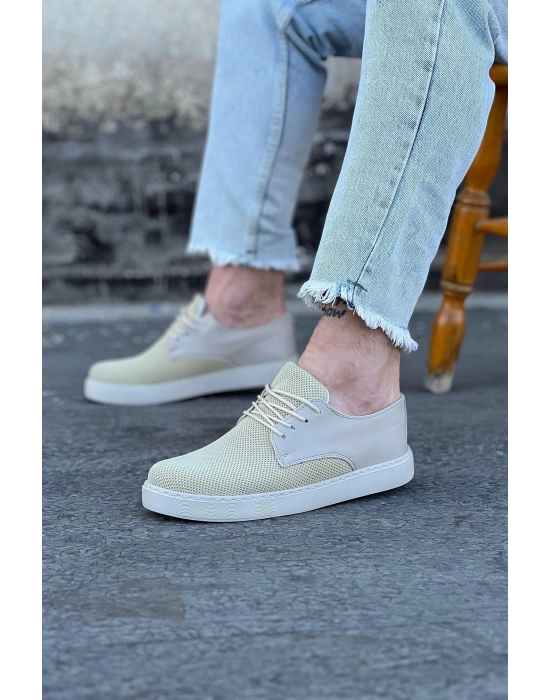 Wagoon Wg016 Bej Triko Erkek Casual Ayakkabı Erkek Günlük Ayakkabı