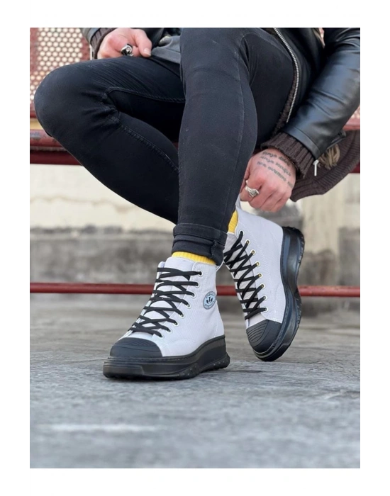 Wagoon Wg017 Gri Siyah Erkek Yarım Bilek Casual Ayakkabı Erkek Günlük Ayakkabı