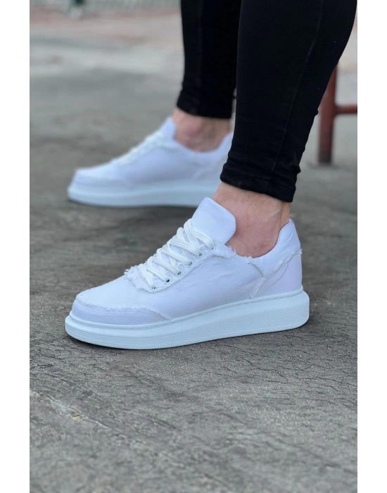 Wagoon WG018 Beyaz Kot Kumaş Erkek Casual Ayakkabı