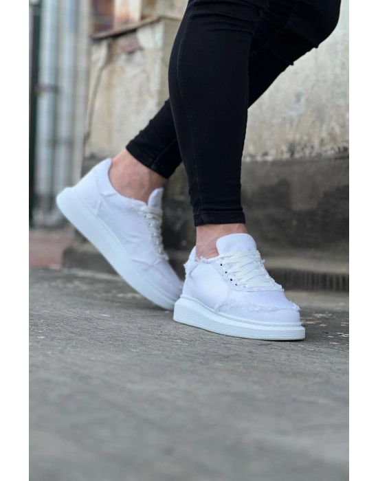 Wagoon WG018 Beyaz Kot Kumaş Erkek Casual Ayakkabı