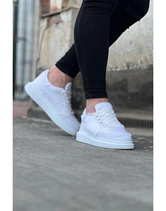 Wagoon Wg018 Beyaz Kot Kumaş Erkek Casual Ayakkabı Erkek Günlük Ayakkabı