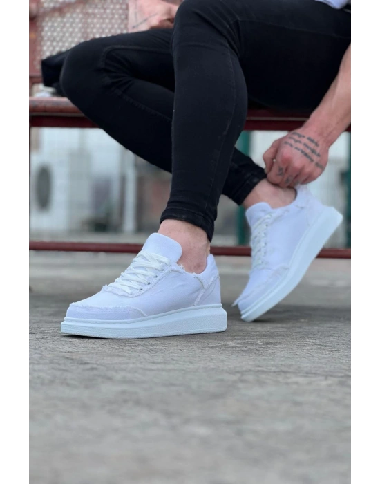 Wagoon Wg018 Beyaz Kot Kumaş Erkek Casual Ayakkabı Erkek Günlük Ayakkabı