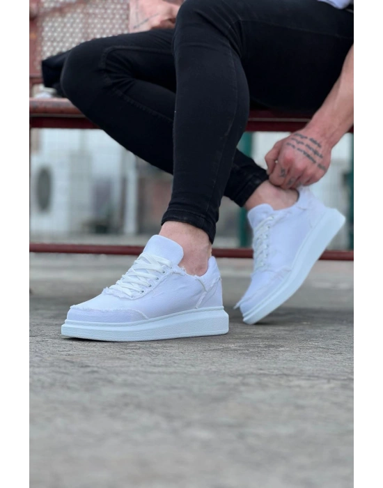 Wagoon WG018 Beyaz Kot Kumaş Erkek Casual Ayakkabı