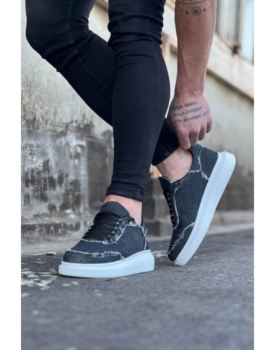Wagoon WG018 Gri Kot Kumaş Erkek Casual Ayakkabı