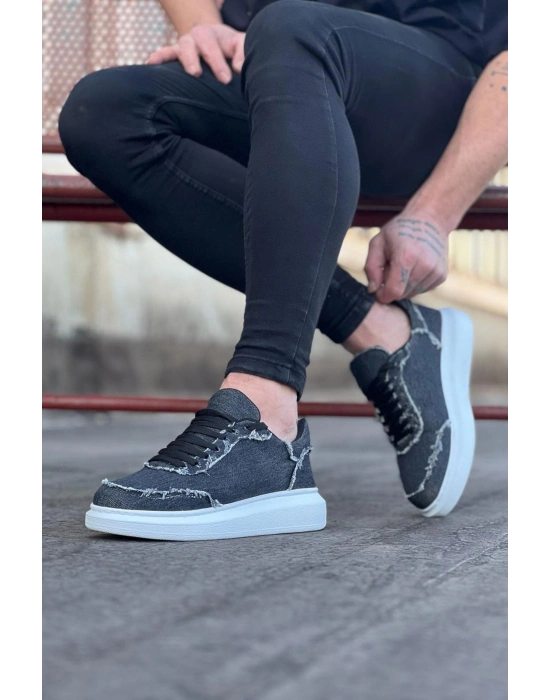 Wagoon WG018 Gri Kot Kumaş Erkek Casual Ayakkabı