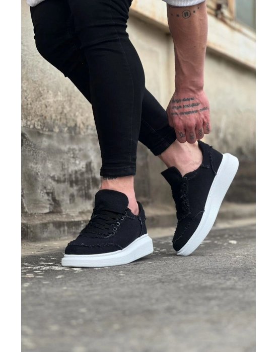 Wagoon WG018 Siyah Kot Kumaş Erkek Casual Ayakkabı