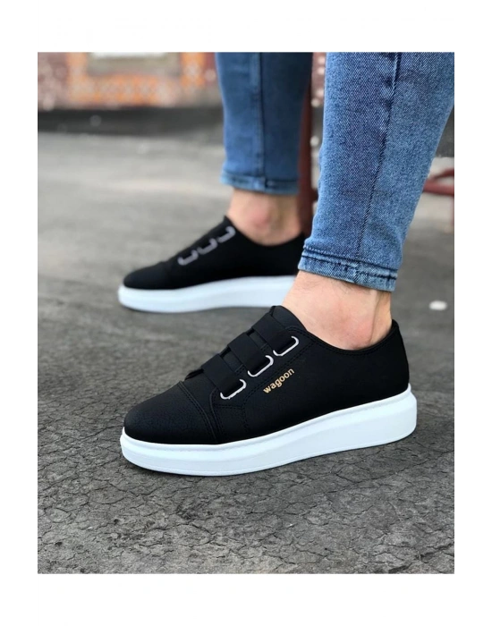 Wagoon Wg026 Siyah Kalın Taban Casual Erkek Ayakkabı Erkek Günlük Ayakkabı