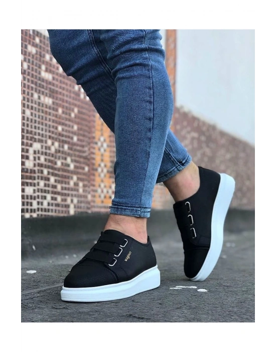 Wagoon Wg026 Siyah Kalın Taban Casual Erkek Ayakkabı Erkek Günlük Ayakkabı